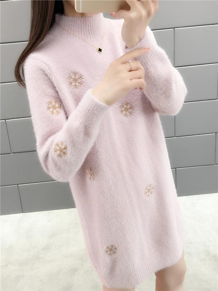 Alina | Robe tricotée moderne pour femmes avec broderies et manches longues