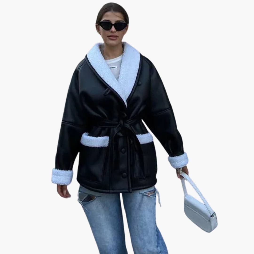 Veste d'hiver pour femmes avec ceinture et poches avant