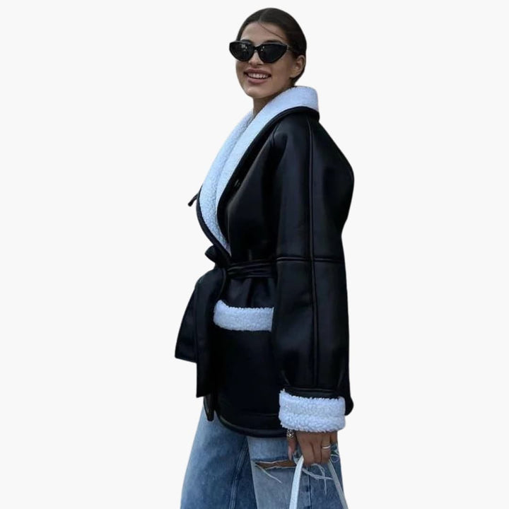Veste d'hiver pour femmes avec ceinture et poches avant