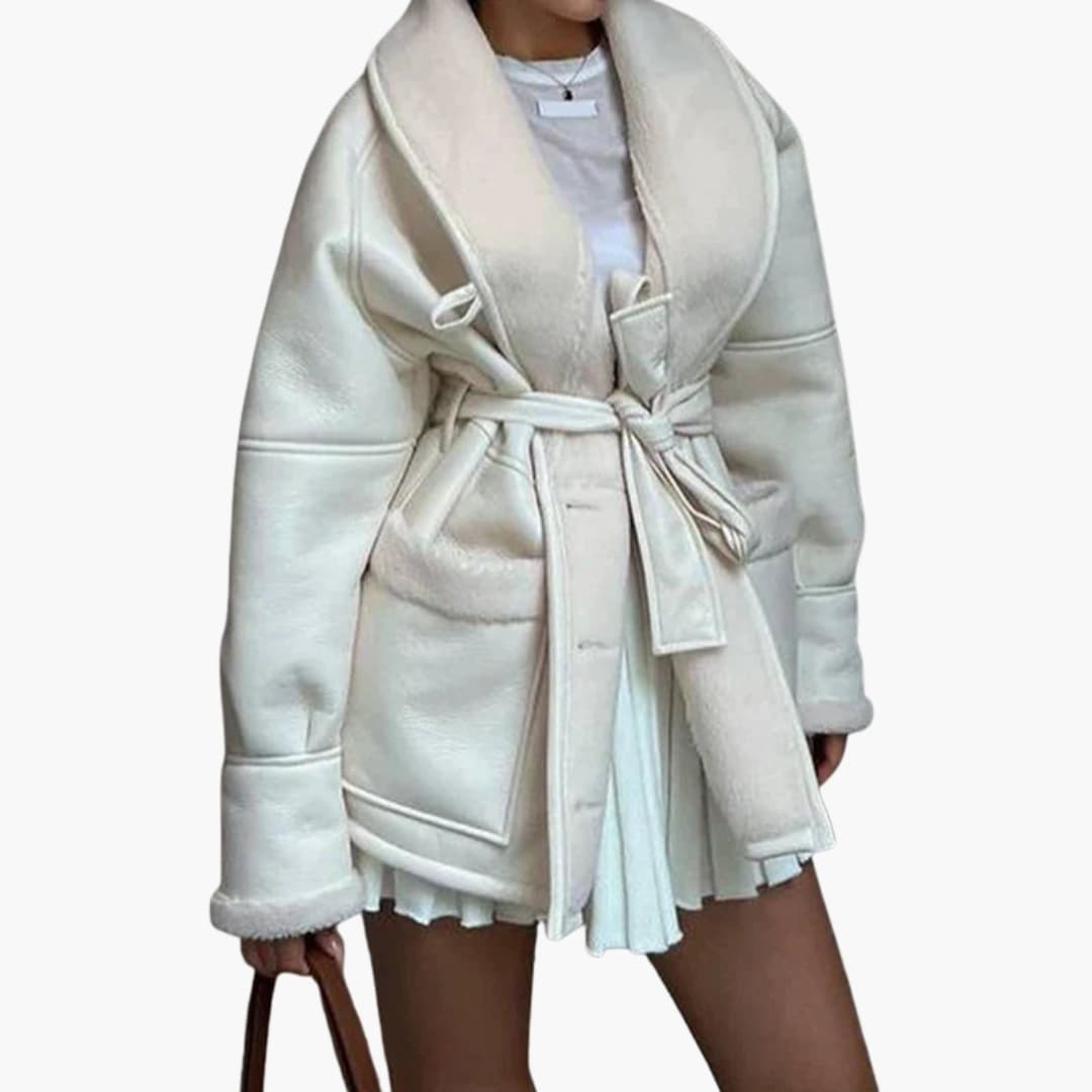 Veste d'hiver pour femmes avec ceinture et poches avant