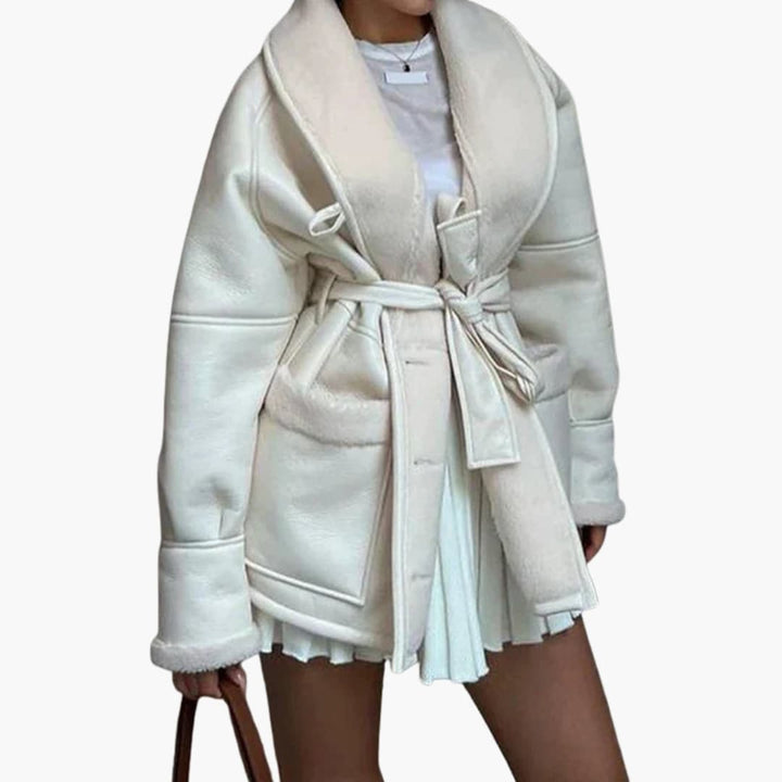 Veste d'hiver pour femmes avec ceinture et poches avant