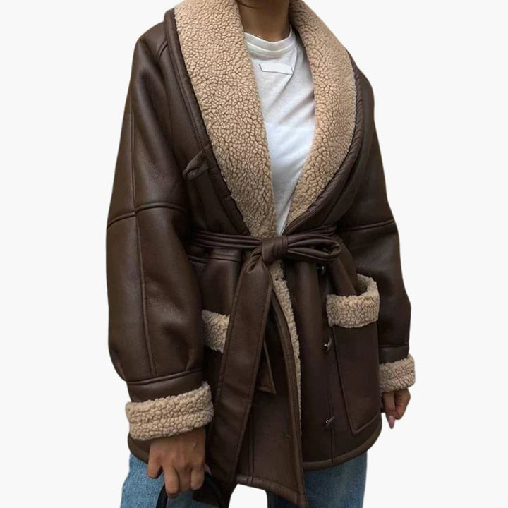 Veste d'hiver pour femmes avec ceinture et poches avant