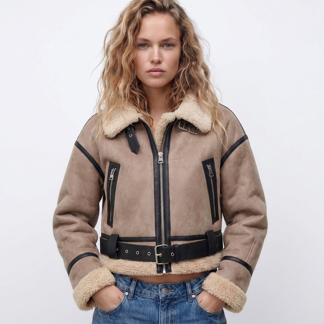 Veste Bomber Femme Réversible Chaude Élégante Veste d'Hiver