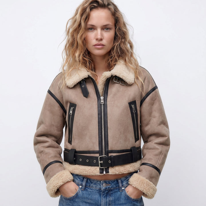 Veste Bomber Femme Réversible Chaude Élégante Veste d'Hiver