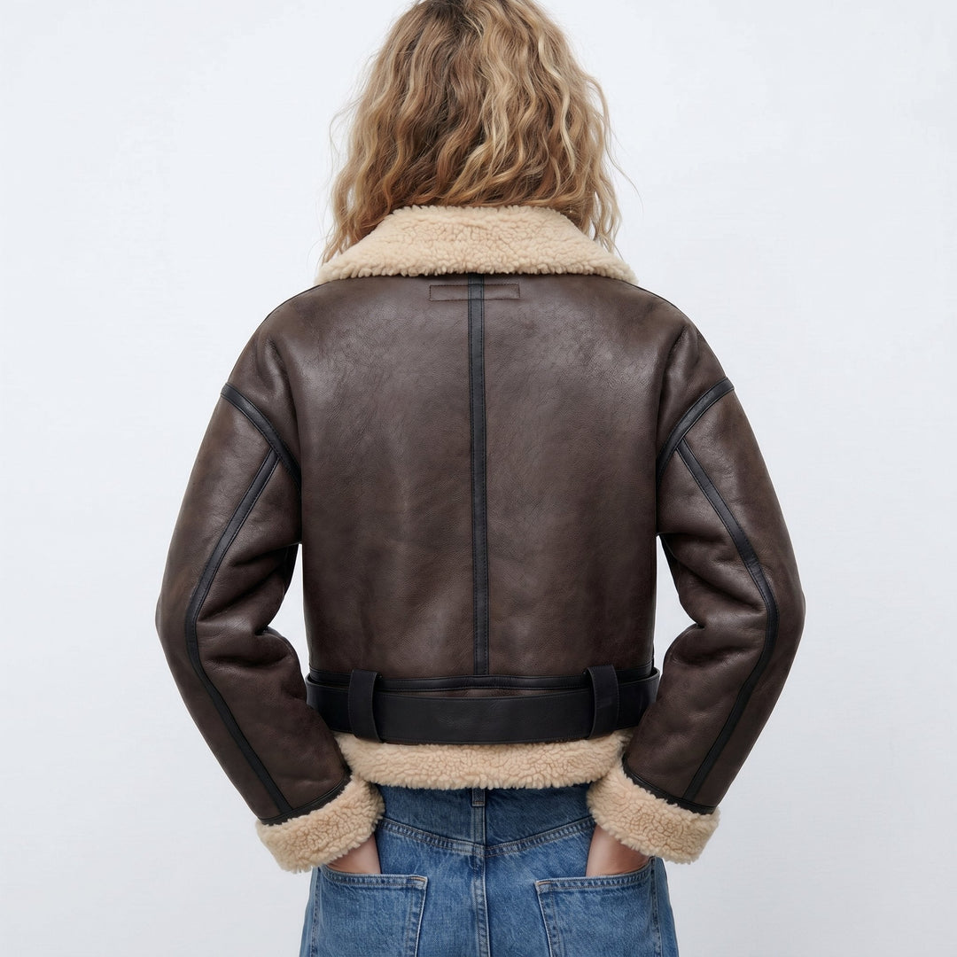 Veste Bomber Femme Réversible Chaude Élégante Veste d'Hiver