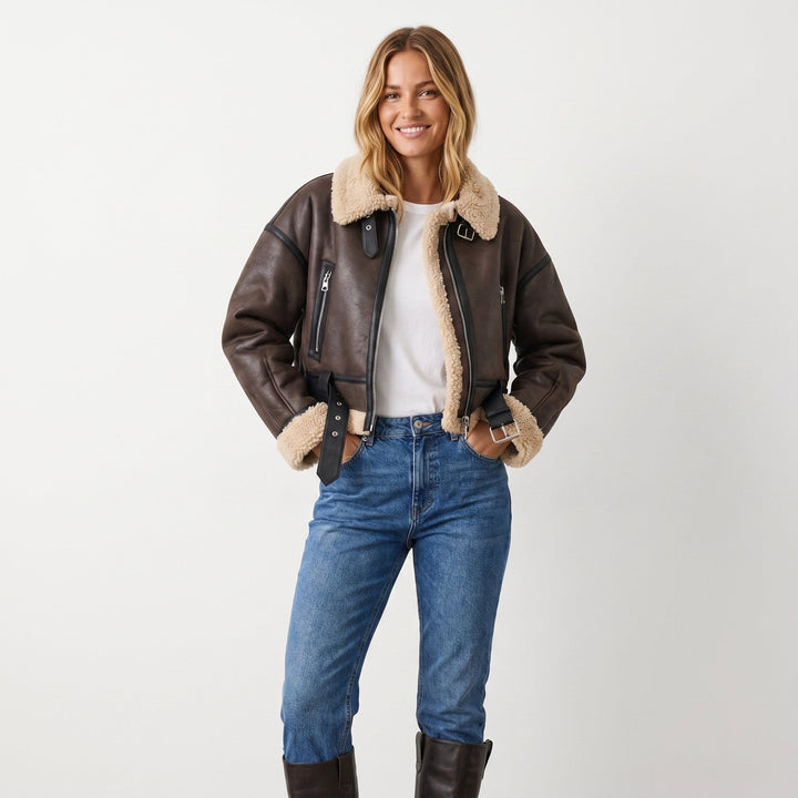 Veste Bomber Femme Réversible Chaude Élégante Veste d'Hiver