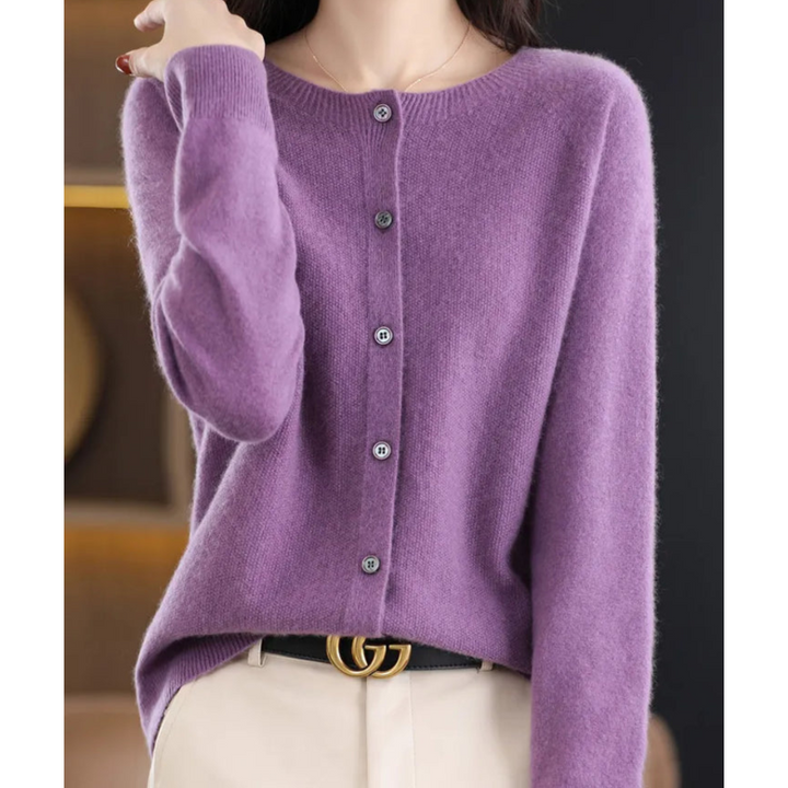 Cardigan pour femmes en laine mérinos – Design col rond pour toutes les saisons