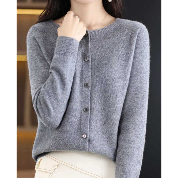 Cardigan pour femmes en laine mérinos – Design col rond pour toutes les saisons