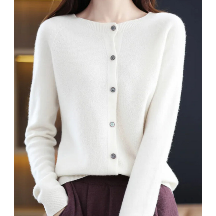 Cardigan pour femmes en laine mérinos – Design col rond pour toutes les saisons