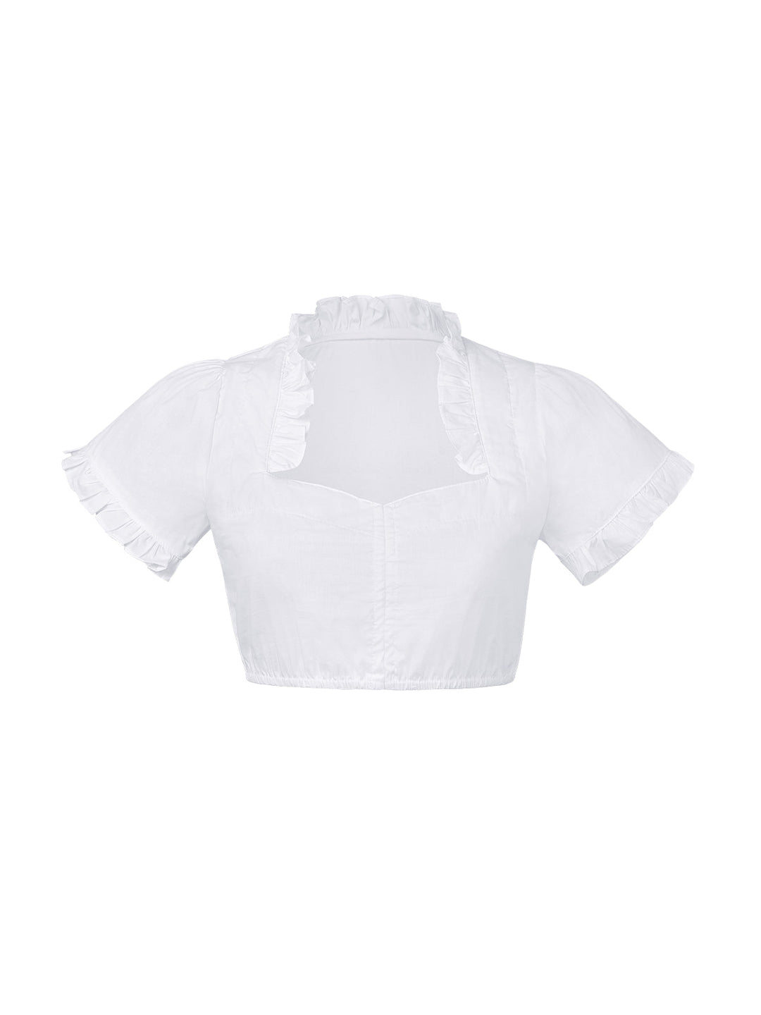 Blouse Dirndl Femme Blanche Manches Courtes Décolleté en Cœur Élégante Confortable