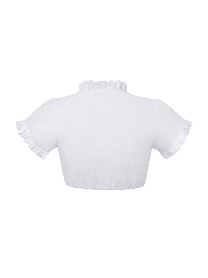 Blouse Dirndl Femme Blanche Manches Courtes Décolleté en Cœur Élégante Confortable