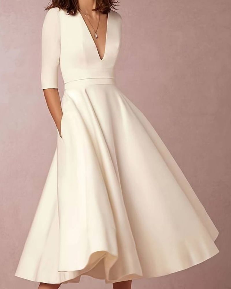 Robe Femme avec Jupe Ample | Élégante Robe Midi pour Fête & Occasion