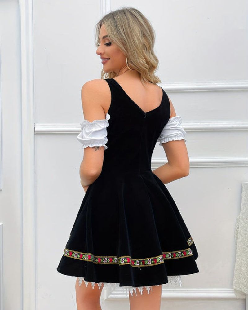 Robe Dirndl Classique Sans Épaules pour Femmes | Mini