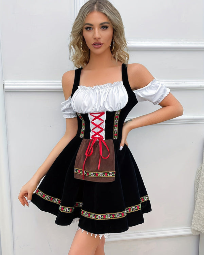 Robe Dirndl Classique Sans Épaules pour Femmes | Mini