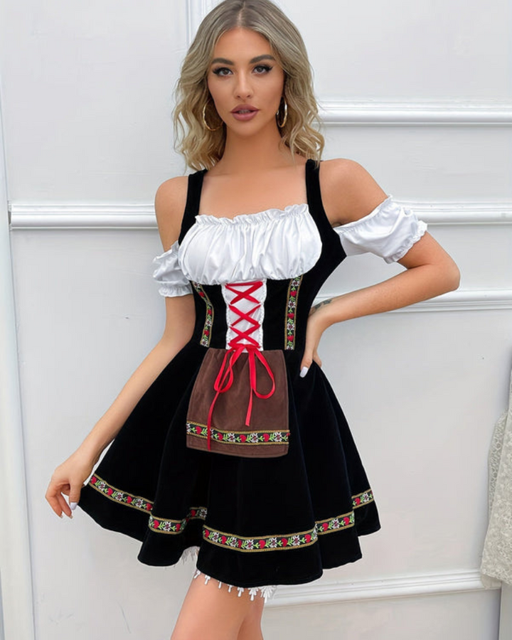 Robe Dirndl Classique Sans Épaules pour Femmes | Mini