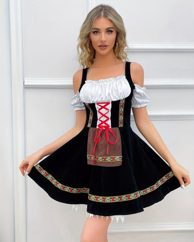 Robe Dirndl Classique Sans Épaules pour Femmes | Mini