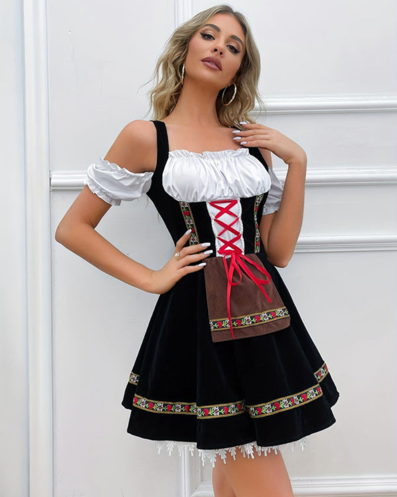 Robe Dirndl Classique Sans Épaules pour Femmes | Mini