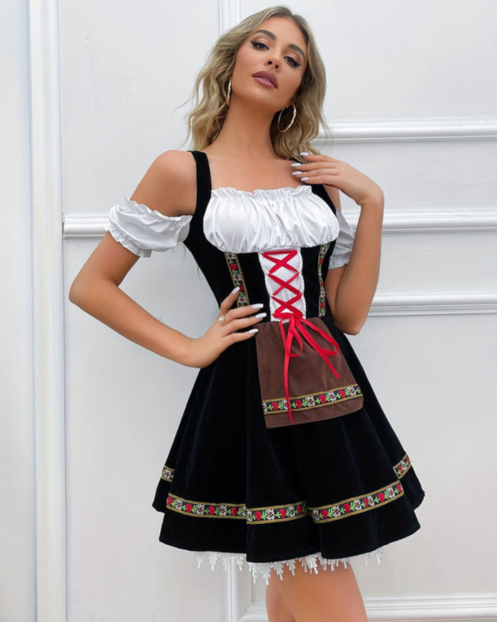 Robe Dirndl Classique Sans Épaules pour Femmes | Mini