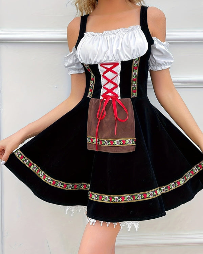 Robe Dirndl Classique Sans Épaules pour Femmes | Mini