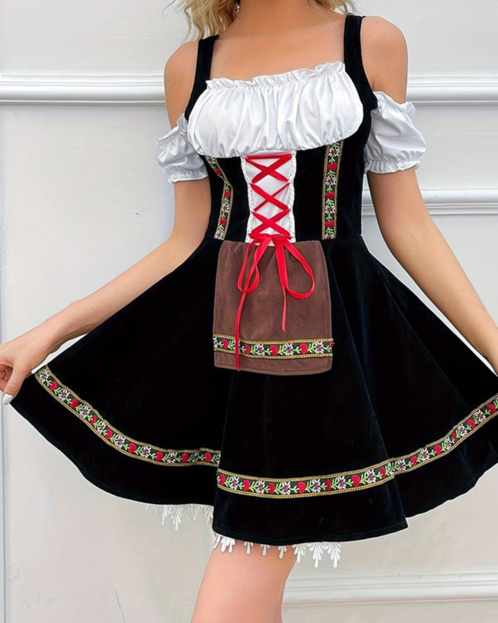 Robe Dirndl Classique Sans Épaules pour Femmes | Mini