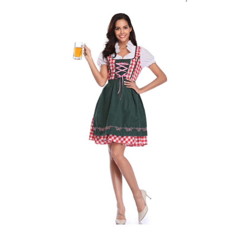 Robe Dirndl Classique à Carreaux pour Femmes | Midi