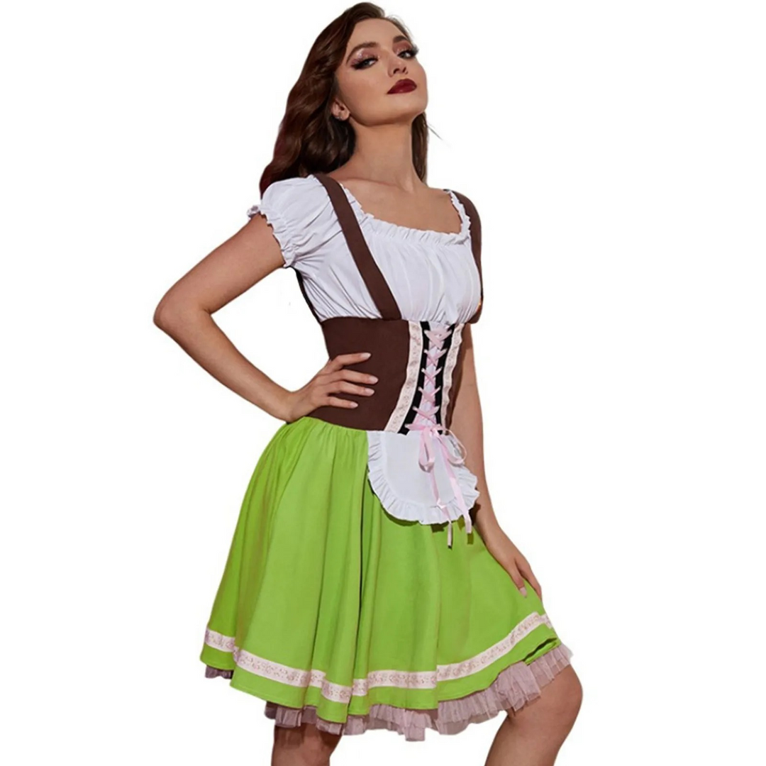 Robe Dirndl à lacets bicolore pour femmes | Midi