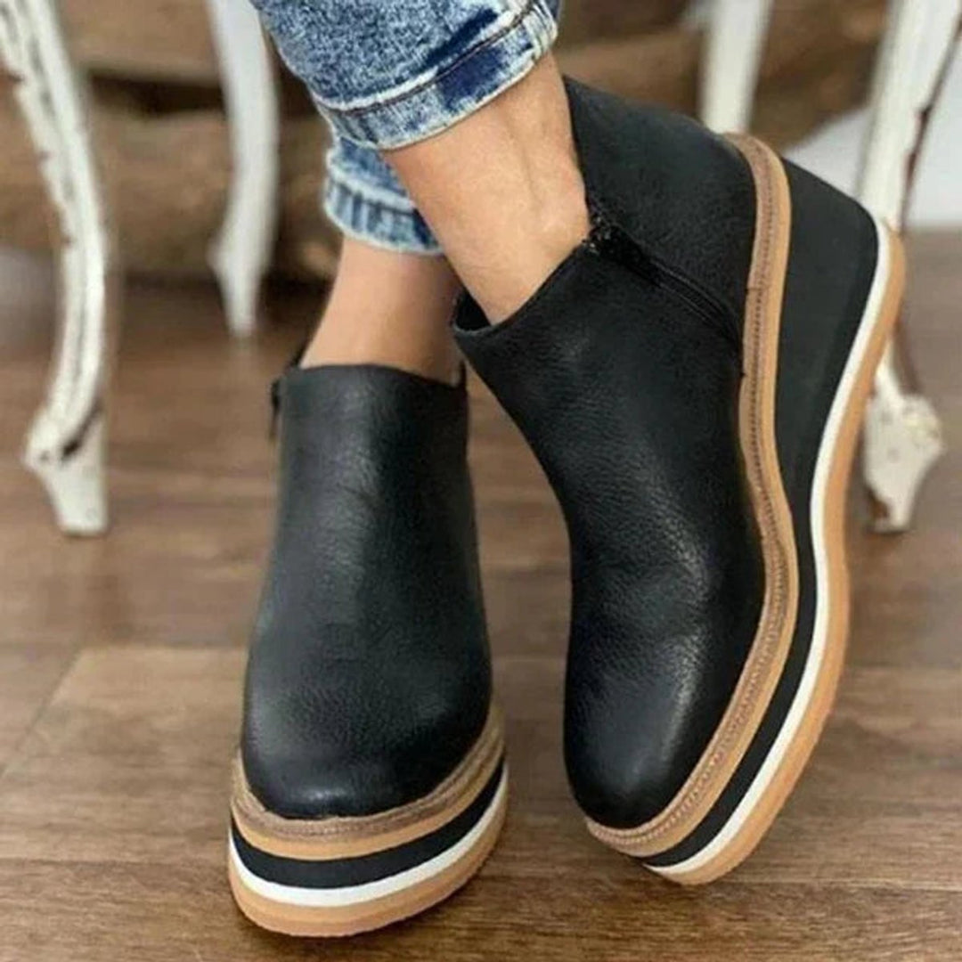 Bottines à Talon Wedge pour Femmes avec Support Orthopédique de la Voûte Plantaire et Talon Plat