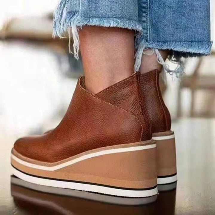 Bottines à Talon Wedge pour Femmes avec Support Orthopédique de la Voûte Plantaire et Talon Plat