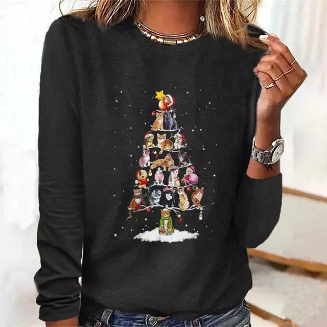 T-shirt à manches longues pour femmes Moderne Confortable Mélange de tissus de haute qualité