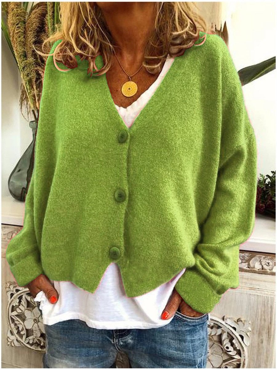 Cardigan Oversized Léger pour Femmes avec Décolleté en V et Boutonnage pour le Quotidien et le Bureau
