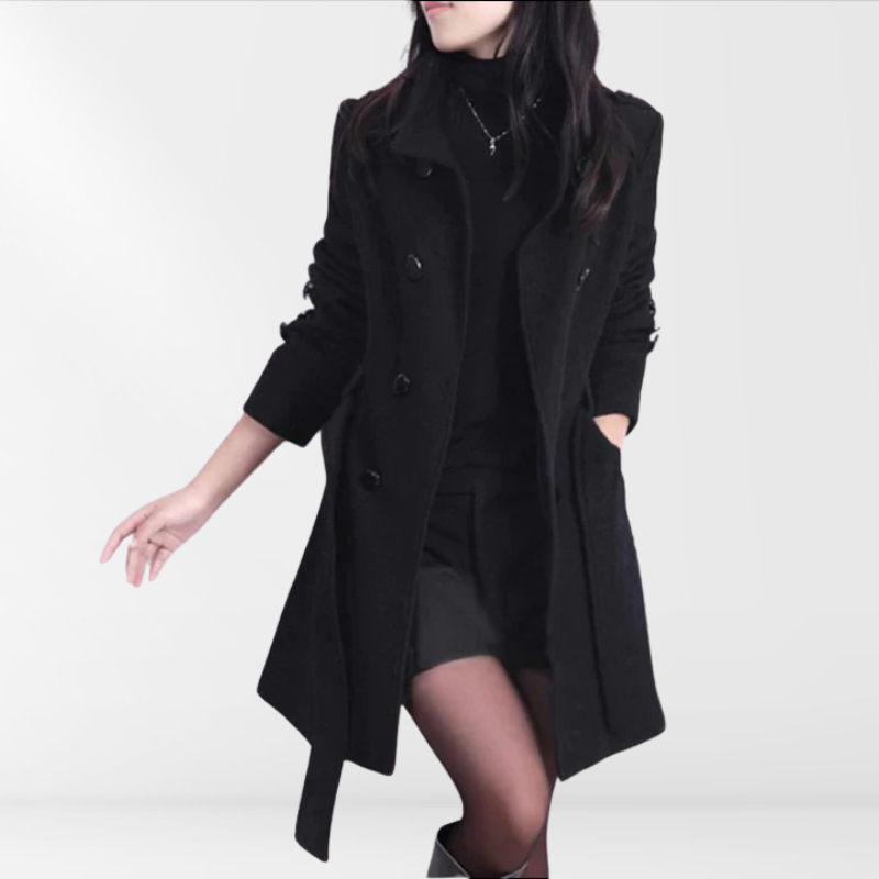 Manteau pour femmes avec ceinture et double rangée de boutons – Manteau d'hiver élégant pour femmes