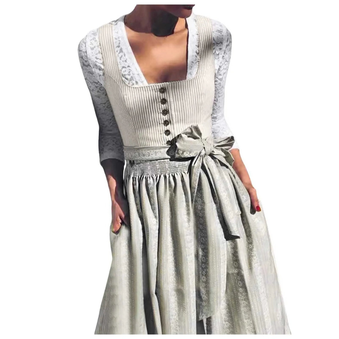 Robe Traditionnelle Élégante Moderne pour Femme | Robe Dirndl Midi