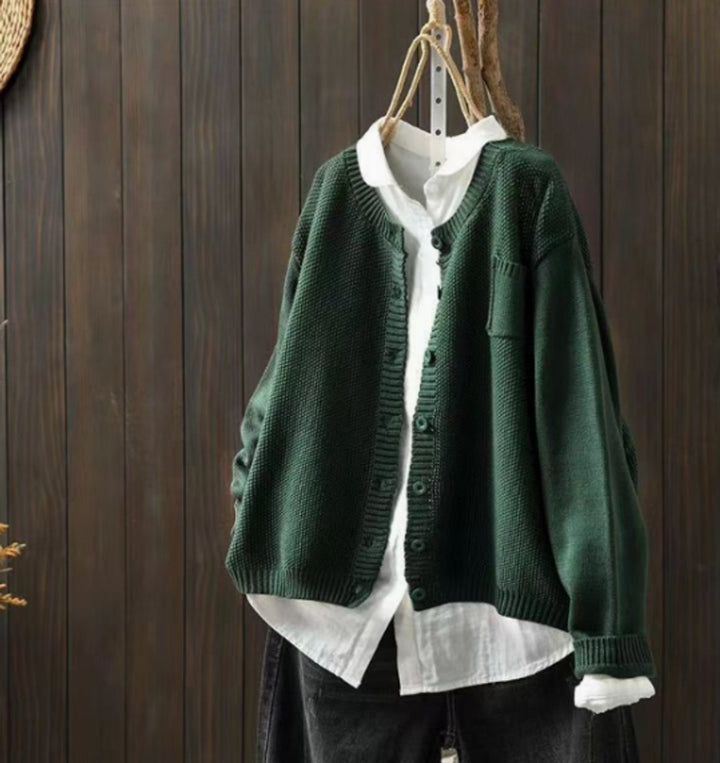 Cardigan en tricot oversize pour femmes avec patte de boutonnage et poches pratiques pour le quotidien et le bureau
