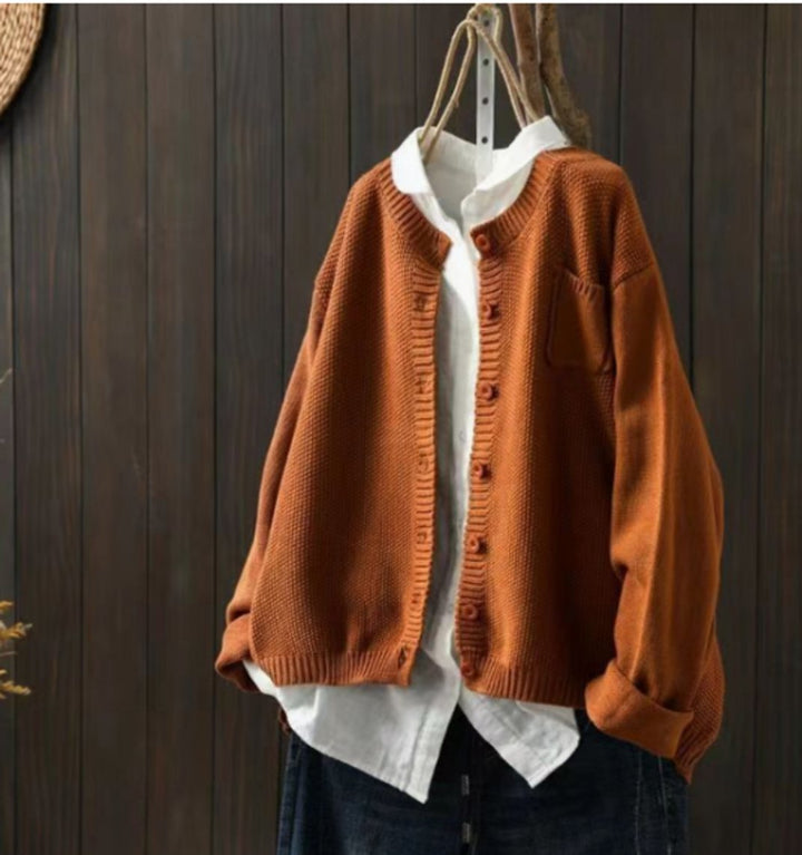 Cardigan en tricot oversize pour femmes avec patte de boutonnage et poches pratiques pour le quotidien et le bureau