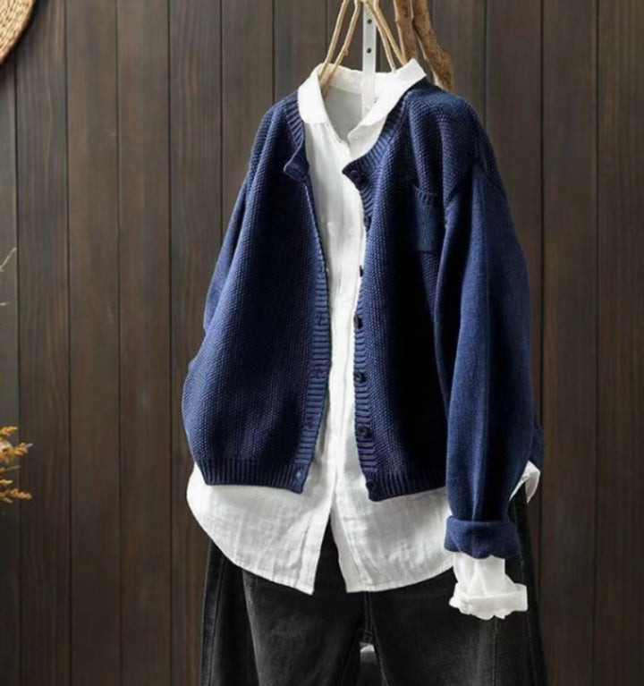 Cardigan en tricot oversize pour femmes avec patte de boutonnage et poches pratiques pour le quotidien et le bureau