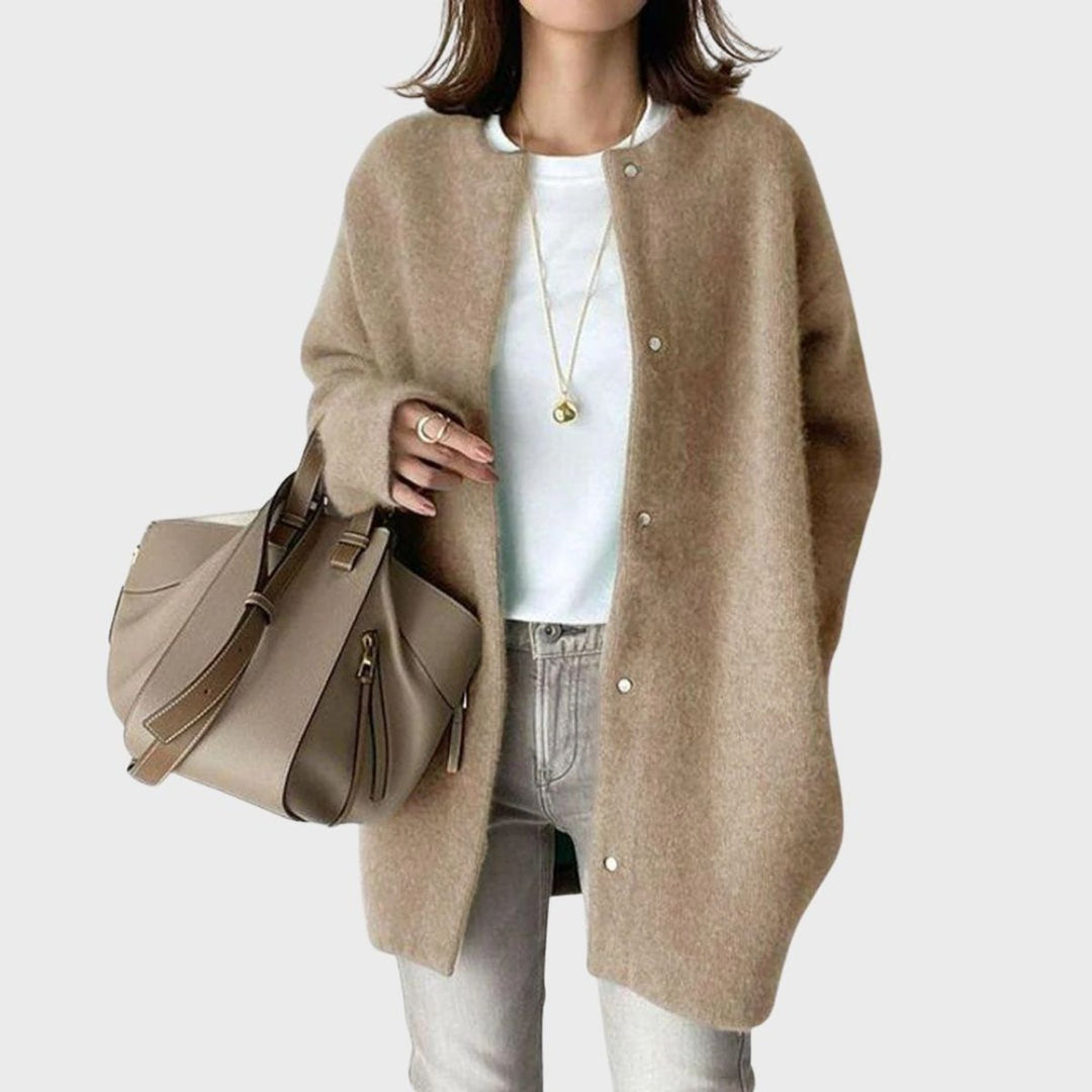 Cardigan Oversized pour femmes avec boutons-pression – Cardigan long doux pour le quotidien et le bureau