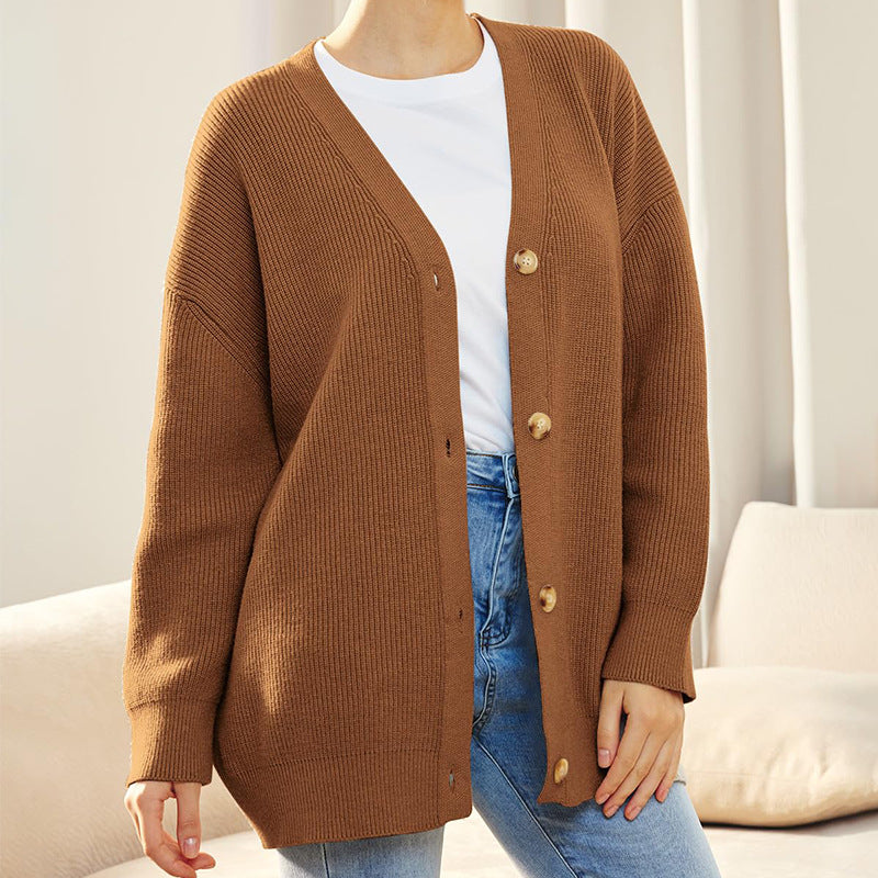 Cardigan oversized en tricot pour femmes avec boutons – Cardigan décontracté confortable pour le quotidien et le bureau