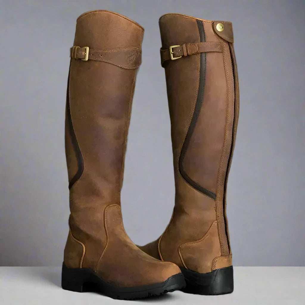 Bottes d'équitation pour femmes Ergonomiques en simili cuir Sportif-Classique