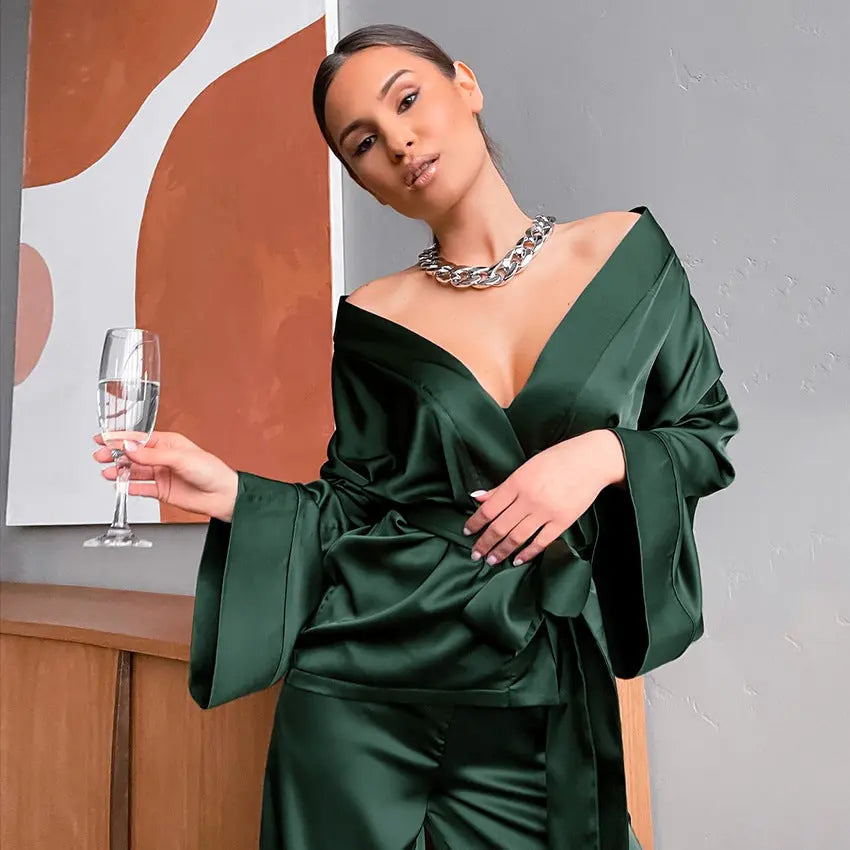 Pyjama pour femmes en satin – Pyjama élégant pour confort et style