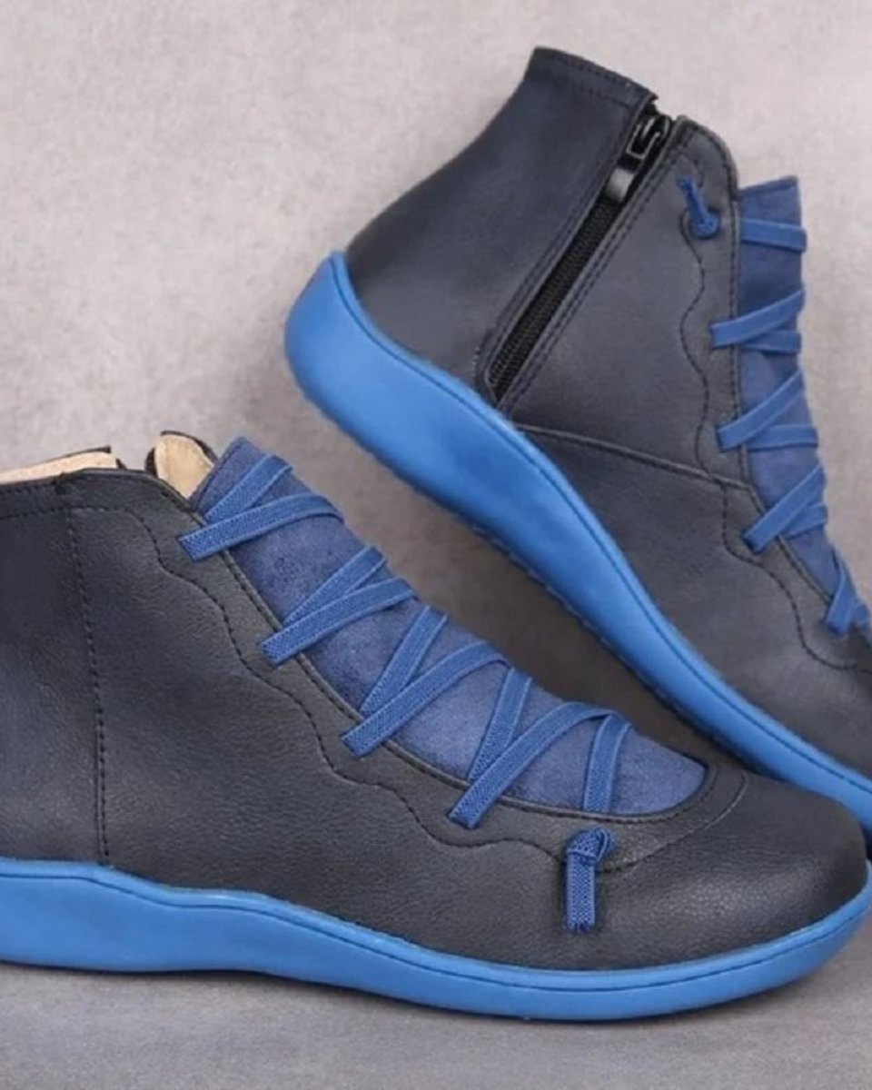 Bottines pour femmes avec lacets et fermeture éclair latérale – Hautes à la cheville, semelle plate, polyvalentes