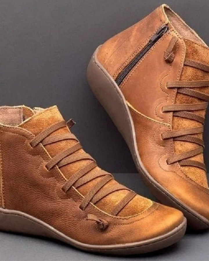 Bottines pour femmes avec lacets et fermeture éclair latérale – Hautes à la cheville, semelle plate, polyvalentes