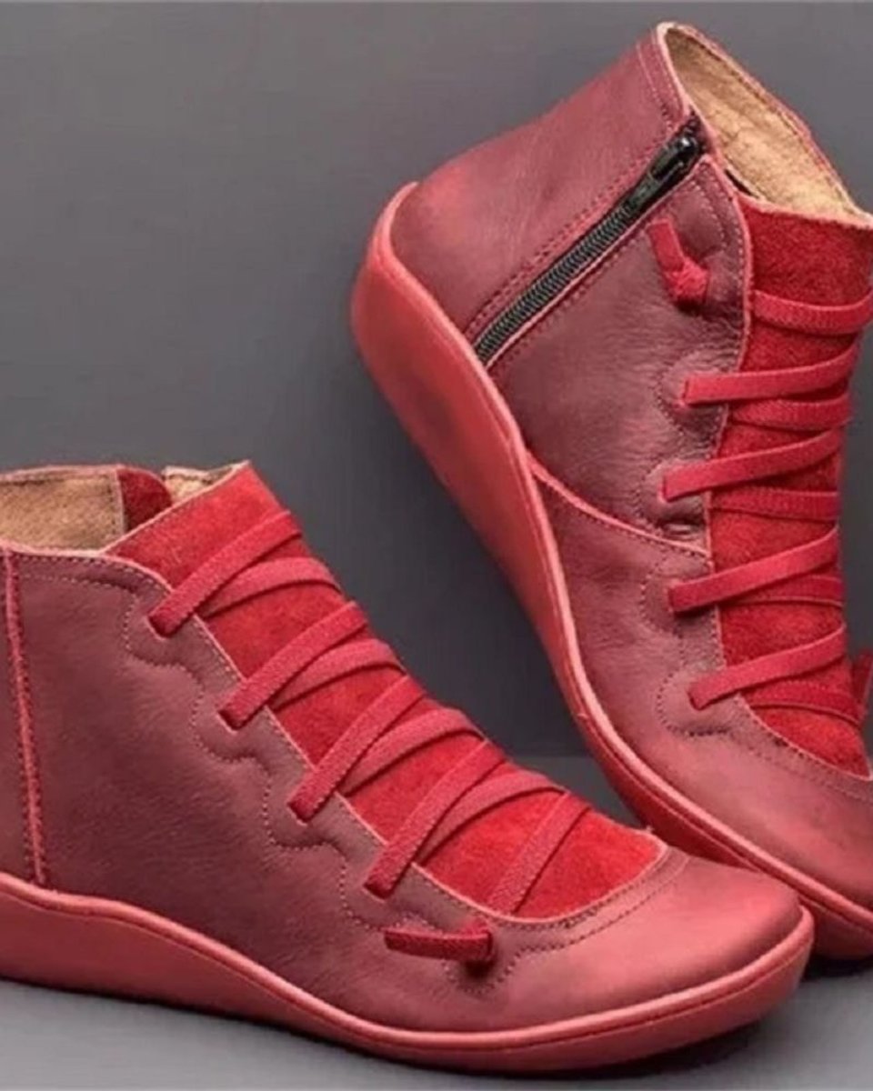 Bottines pour femmes avec lacets et fermeture éclair latérale – Hautes à la cheville, semelle plate, polyvalentes