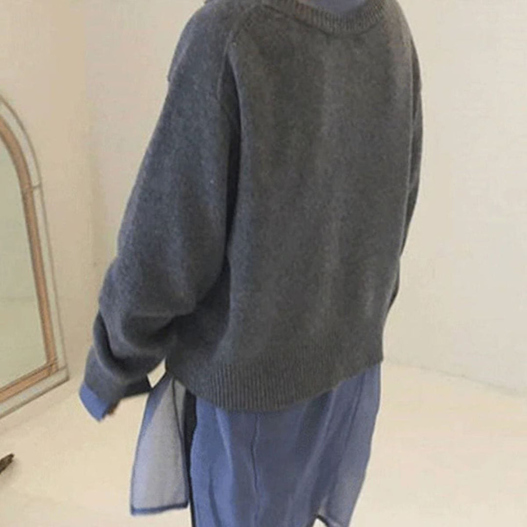 Cardigan Oversized en Tricot pour Femmes avec Patte de Boutonnage Asymétrique pour l'Automne et l'Hiver