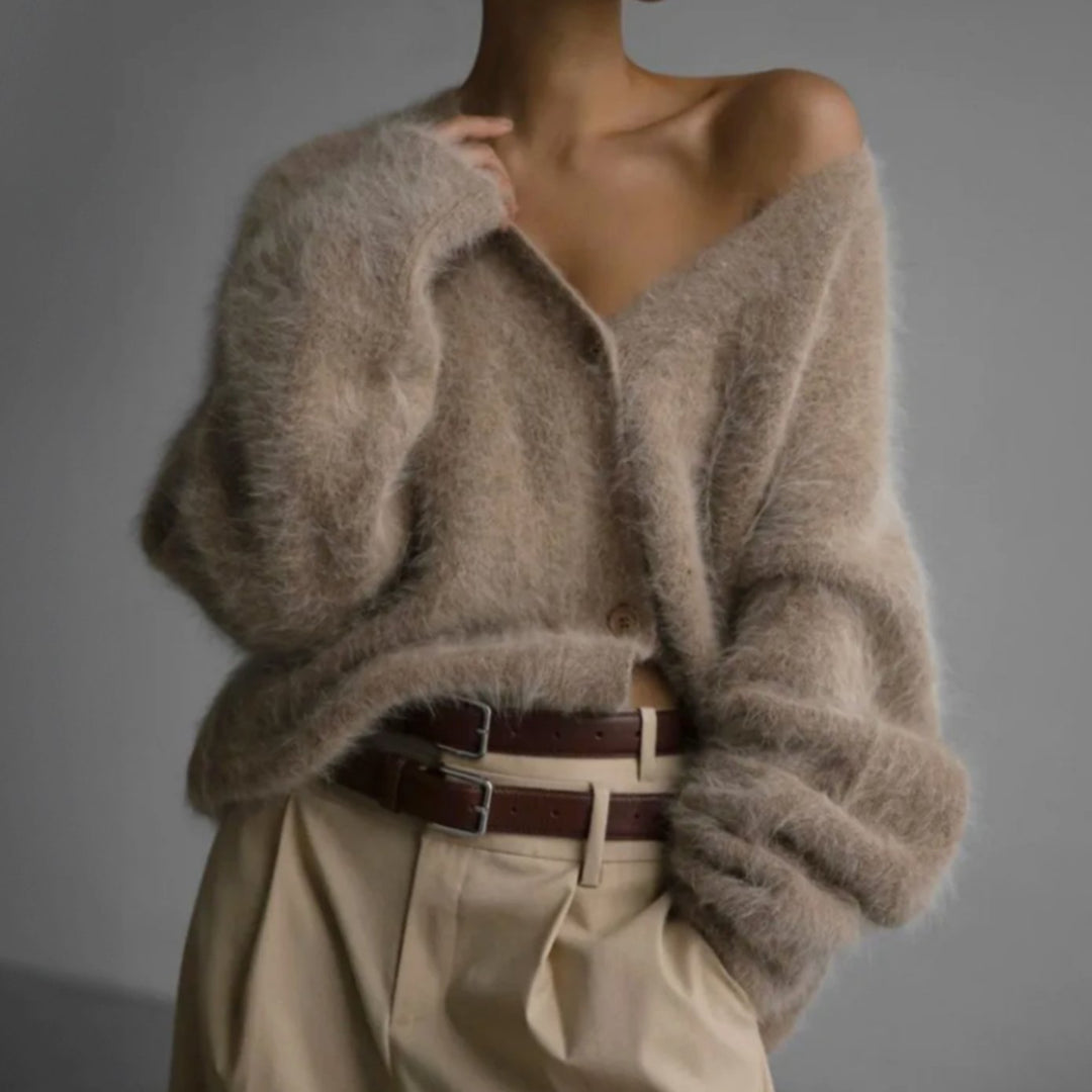 Cardigan oversized pour femmes avec décolleté en V Vêtements douillets pour l'automne et l'hiver