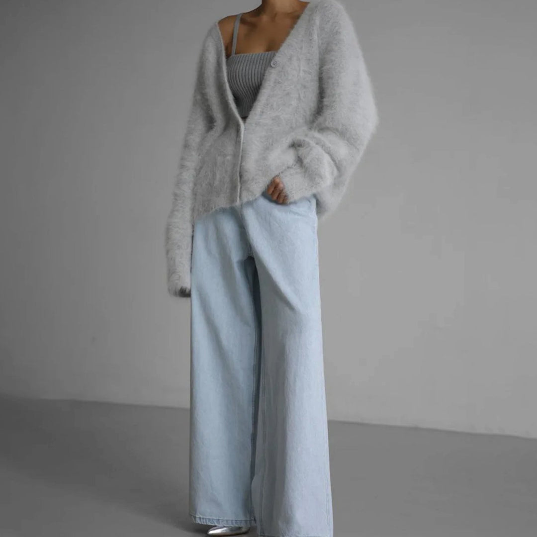 Cardigan oversized pour femmes avec décolleté en V Vêtements douillets pour l'automne et l'hiver