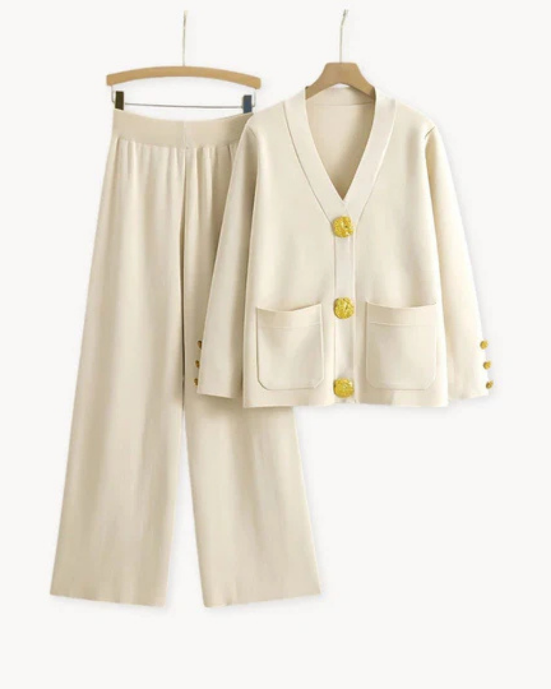 Ensemble de Cardigan pour Femmes en Tricot de Haute Qualité, Élégant et Style Décontracté