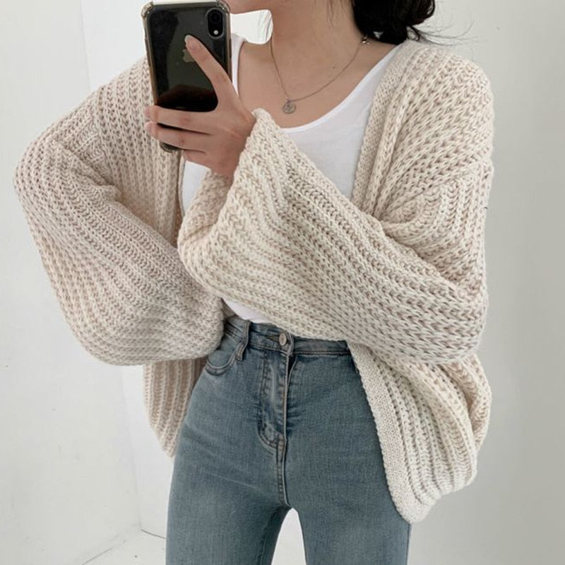 Gilet pour femmes en tricot épais avec devant ouvert pour les loisirs et le quotidien