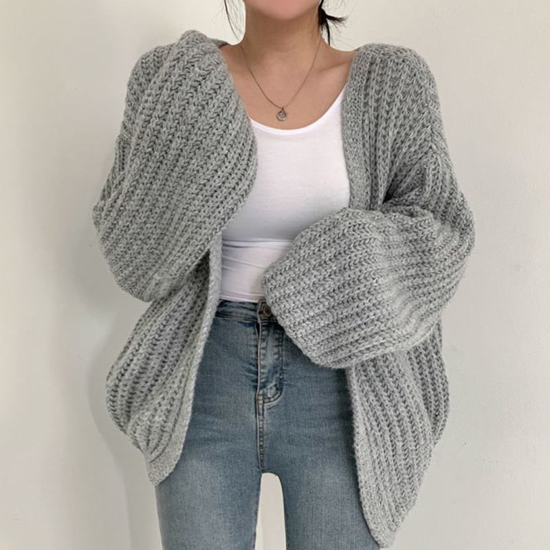 Gilet pour femmes en tricot épais avec devant ouvert pour les loisirs et le quotidien