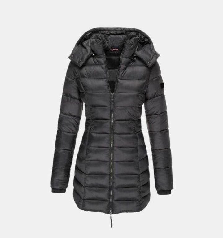 Veste d'hiver Femme Long Manteau Matelassé avec Capuche Cintrée Chaud et Stylé