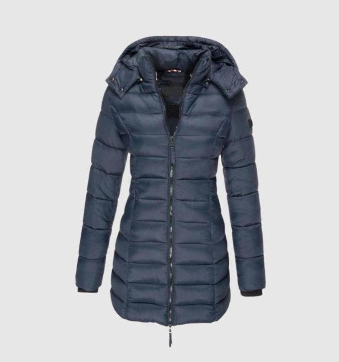 Veste d'hiver Femme Long Manteau Matelassé avec Capuche Cintrée Chaud et Stylé